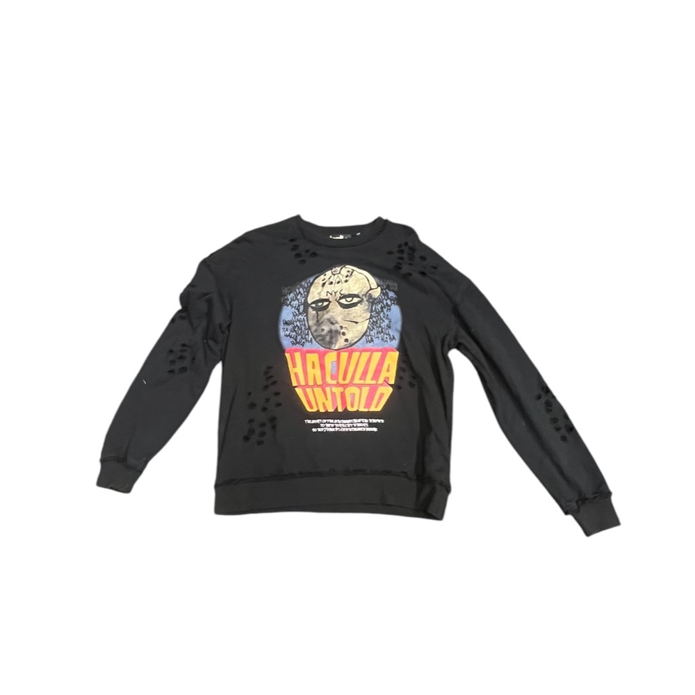 Haculla graphic print cotton crewneck sweatshirt black XL